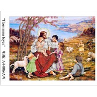 Рисунок на ткани для вышивания бисером "Иисус с детьми"